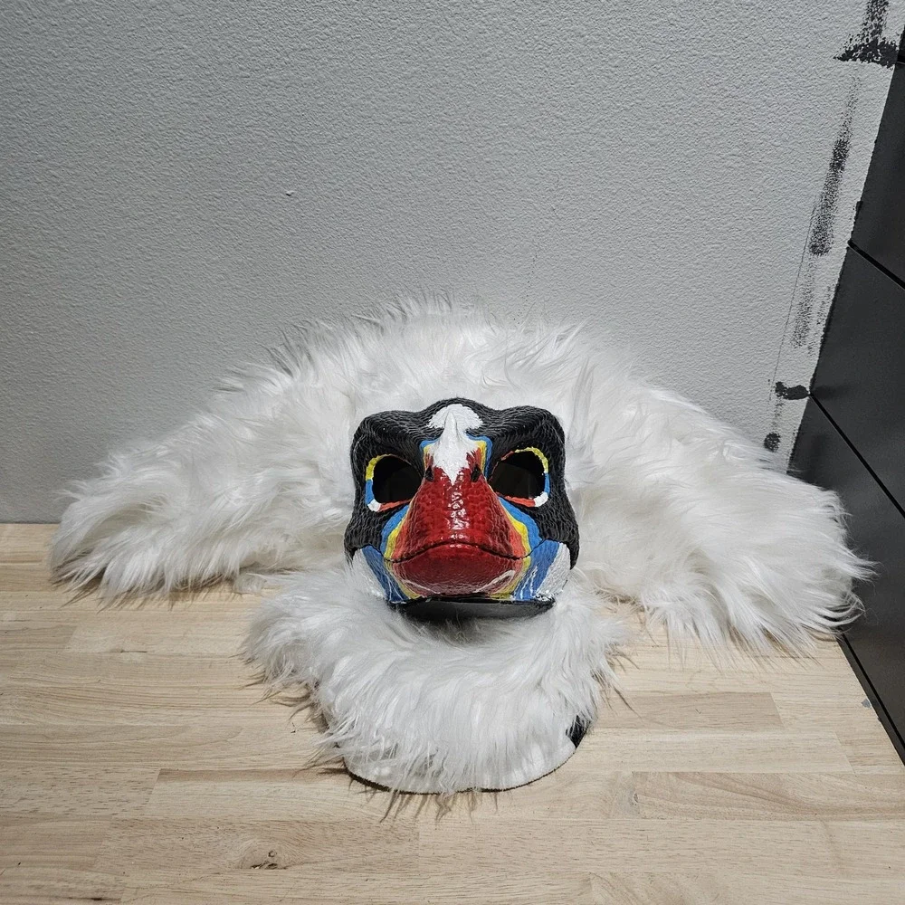 White Yellow Pink Red Blue Dino Mask Fursuit Head Cosplay Rainbow